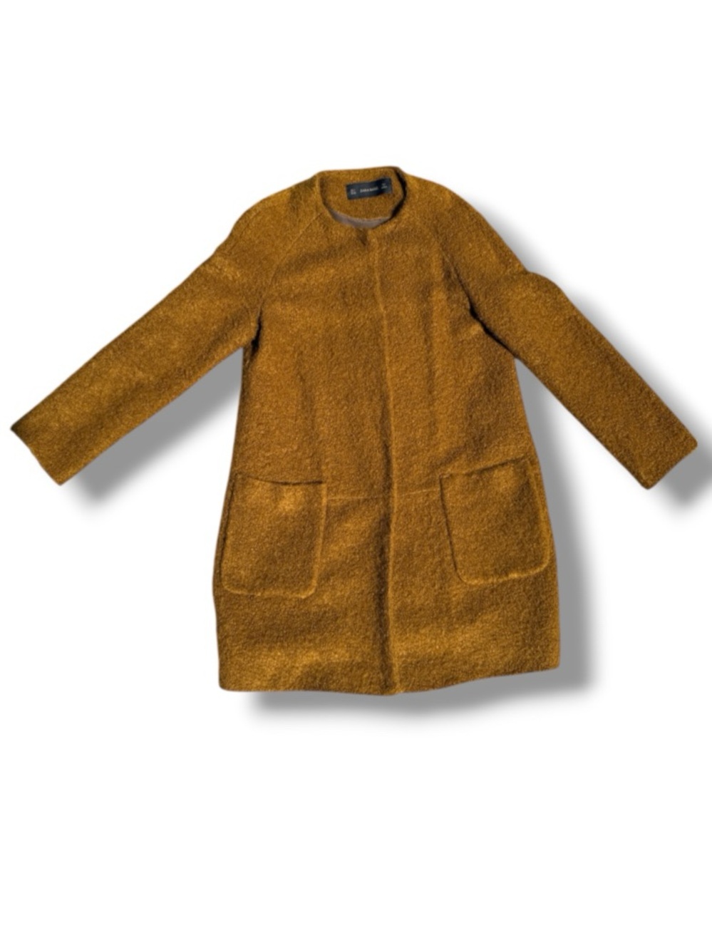 Zara Collarless Mohair Teddy Coat Size Small - Picture 4 of 12